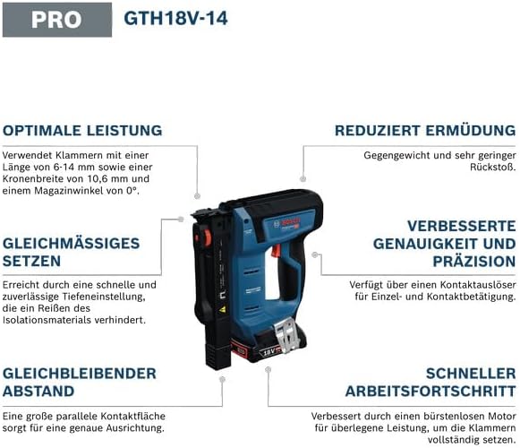 Bosch Professional 18V System Akku-Holzklammerer GTH 18V-14 (inkl. Gürtelhaken)