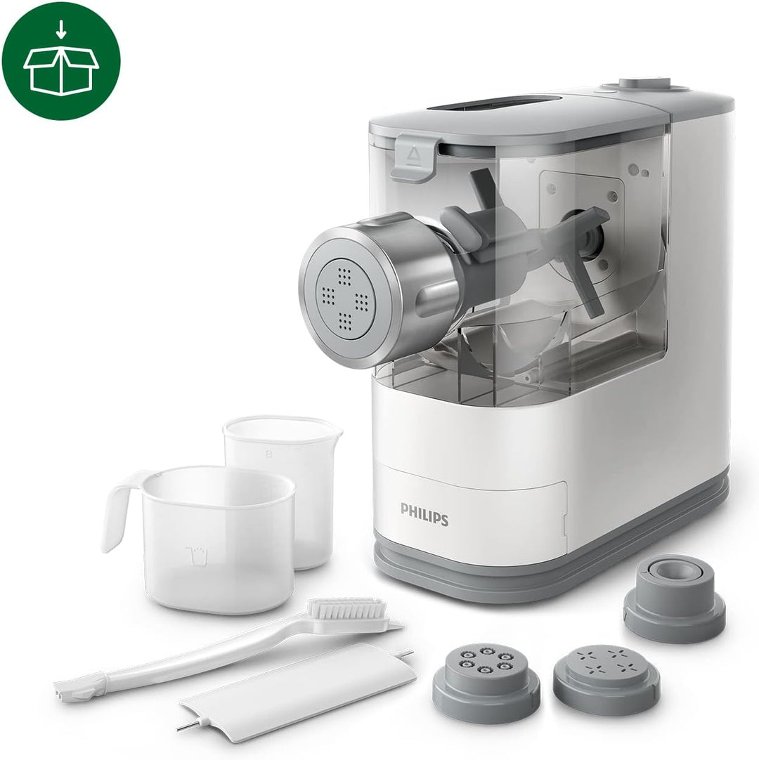 Philips Pastamaker – vollautomatisch, Wiegefunktion, 4 Formaufsätze, weiss/rauchgrau