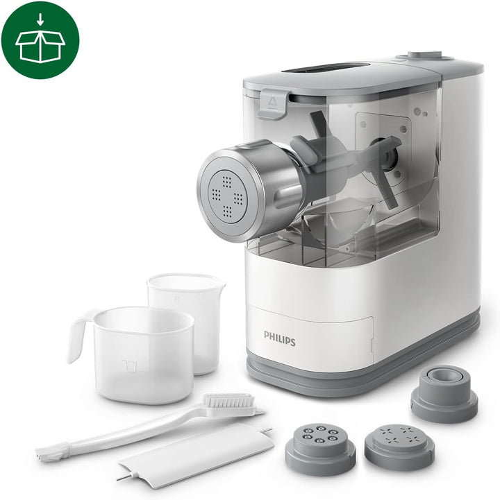 Philips Pastamaker – vollautomatisch, Wiegefunktion, 4 Formaufsätze, weiss/rauchgrau