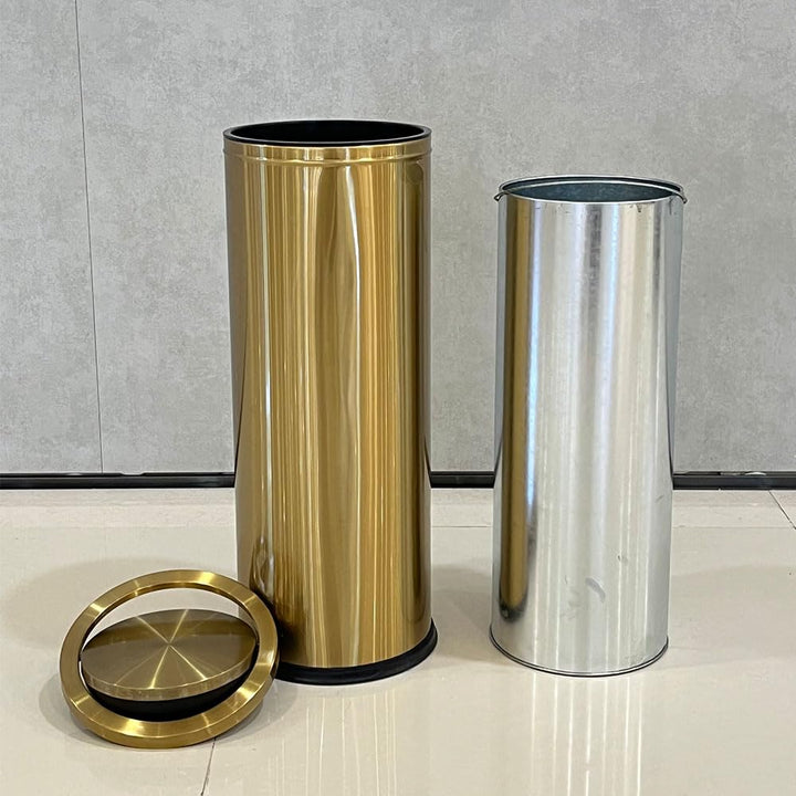 Goldener Müllcontainer, 30-Liter-Müllcontainer mit Deckel, grosszügiger Küchenmüllcontainer mit schw