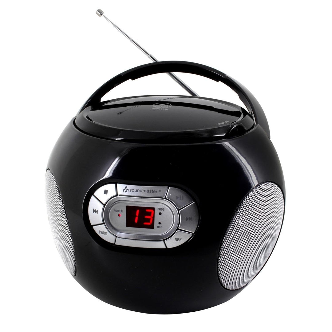 Soundmaster SCD2120SW CD-Boombox mit UKW Radio und Hörbuchfunktion schwarz, schwarz