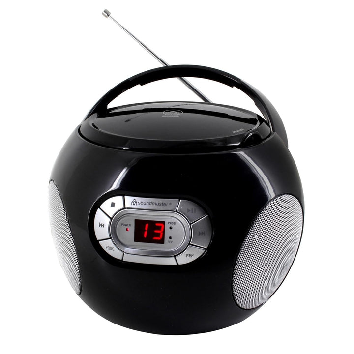 Soundmaster SCD2120SW CD-Boombox mit UKW Radio und Hörbuchfunktion schwarz, schwarz