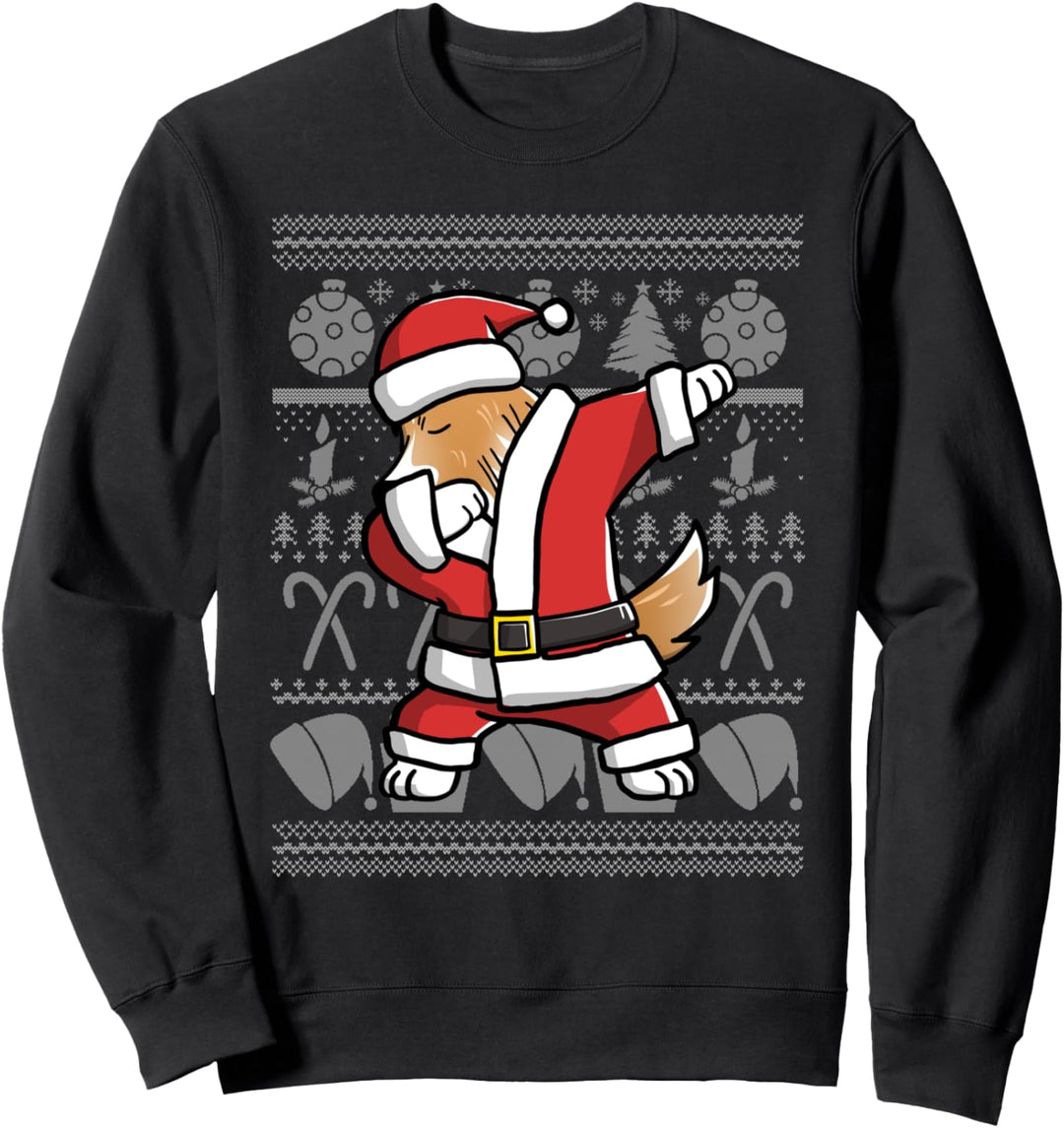 Dabbing Shetland Sheepdog Dab Dance Weihnachten Hund Sweatshirt