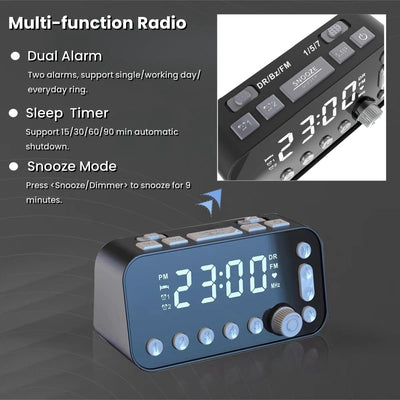 Epronic Tragbares DAB/DAB+/FM Radio, Digitalradio DAB Plus mit 3,5'' LED-Display, Dual-Wecker, Sleep