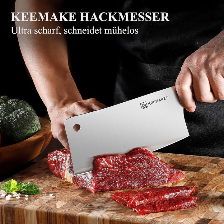 KEEMAKE Hackmesser Küchenmesser Messer - 17 cm Küchenbeil Hackbeil Profi Küchenmesser Messer Kochmes