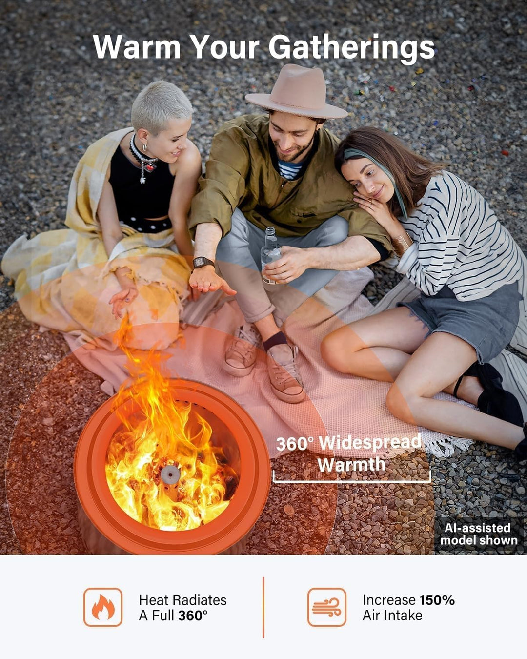 Generic Rauchfreie Feuerstelle 19 Zoll, Tragbare Kamine für Camping auf der Terrasse im Freien, Feue