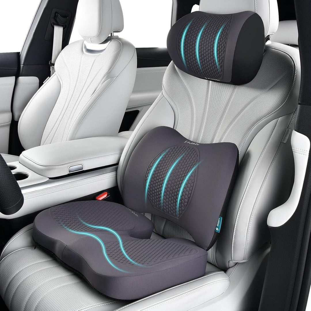 FLORICH Auto Sitzkissen und Lendenkissen Memory Foam Schreibtischstuhl Kissen Ergonomisches Sitzkiss