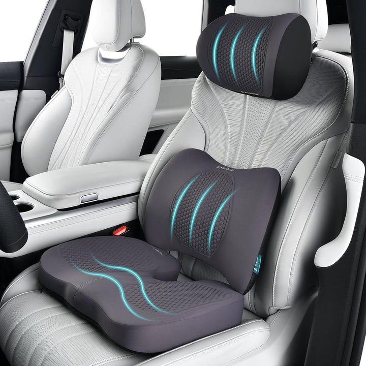 FLORICH Auto Sitzkissen und Lendenkissen Memory Foam Schreibtischstuhl Kissen Ergonomisches Sitzkiss