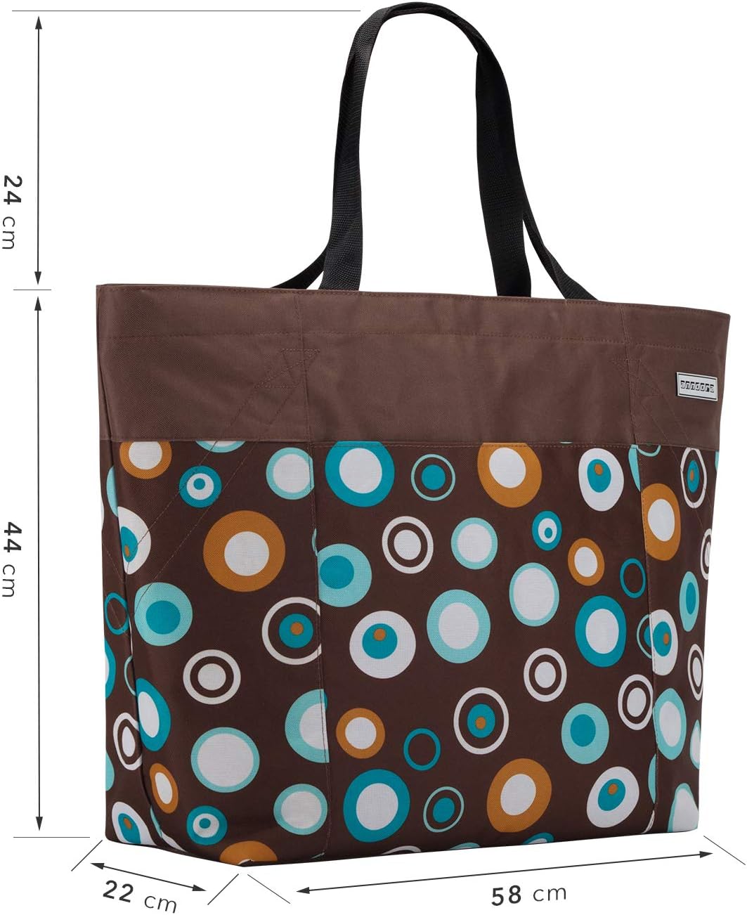 anndora XXL Shopper braun hellblau - Strandtasche Schultertasche Einkaufstasche, Braun Hellblau