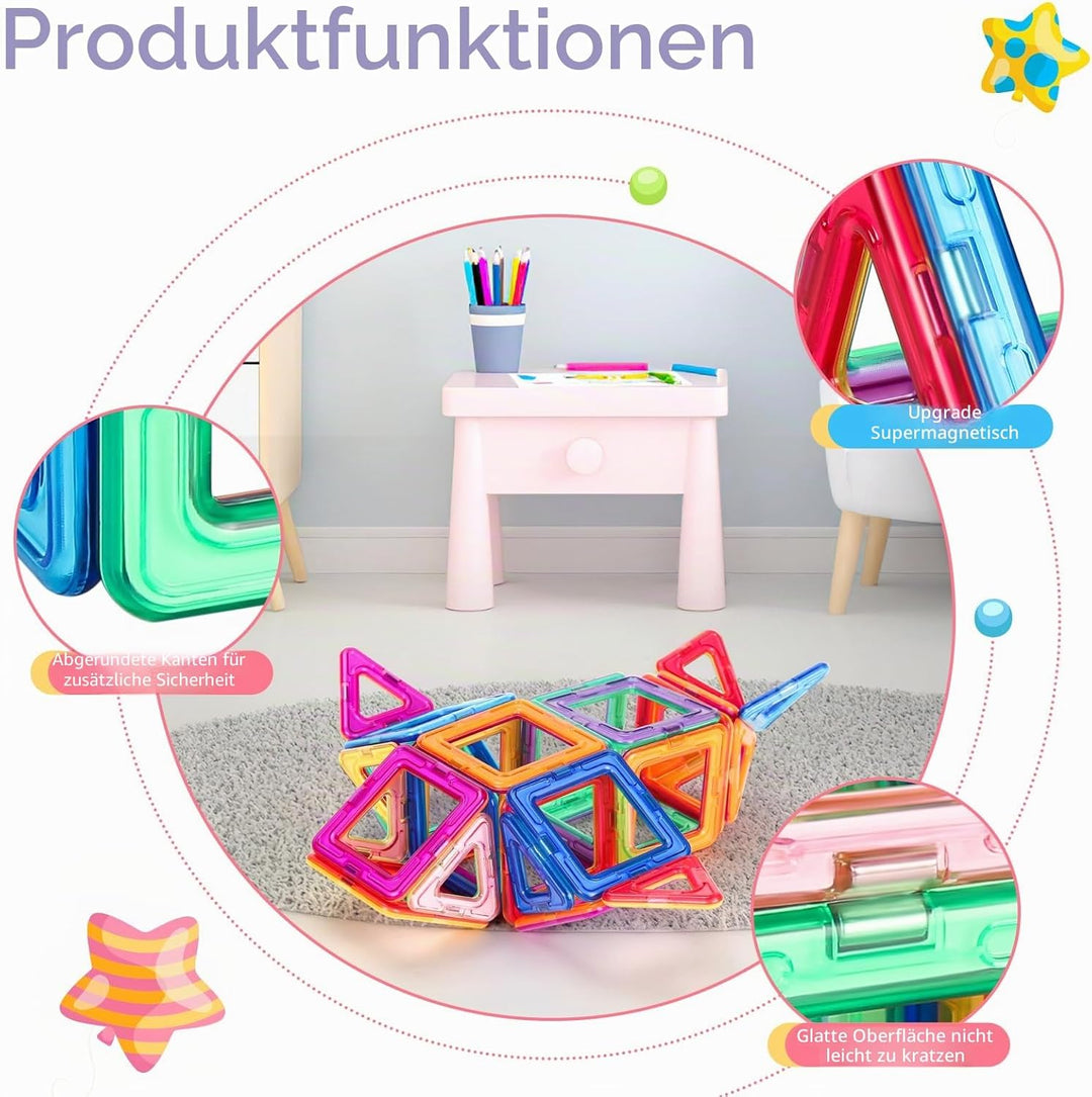 aaczly Magnetische Bausteine 50 Teile Magnetbausteine Magnet Spielzeug Kinder 3D Magnetspielzeug Mag