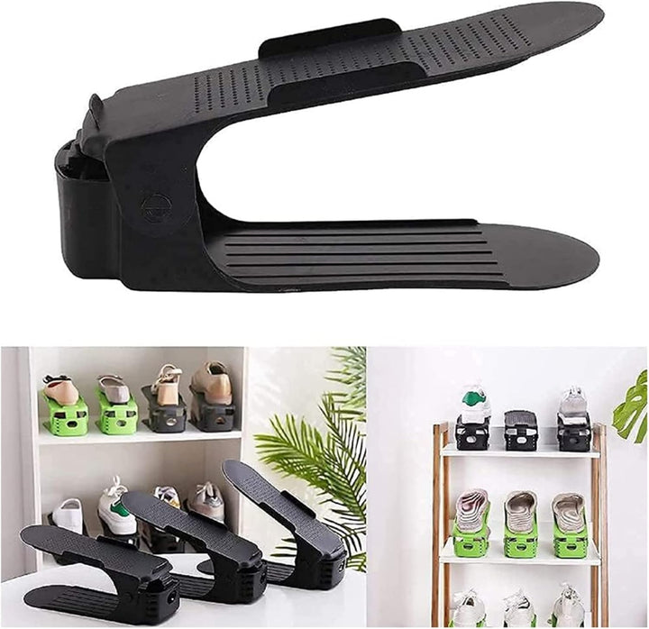 10er-Pack Verstellbarer Schuhstapler, doppelstöckiger Schuhregal-Organizer, Schuhschlitz-Organizer,
