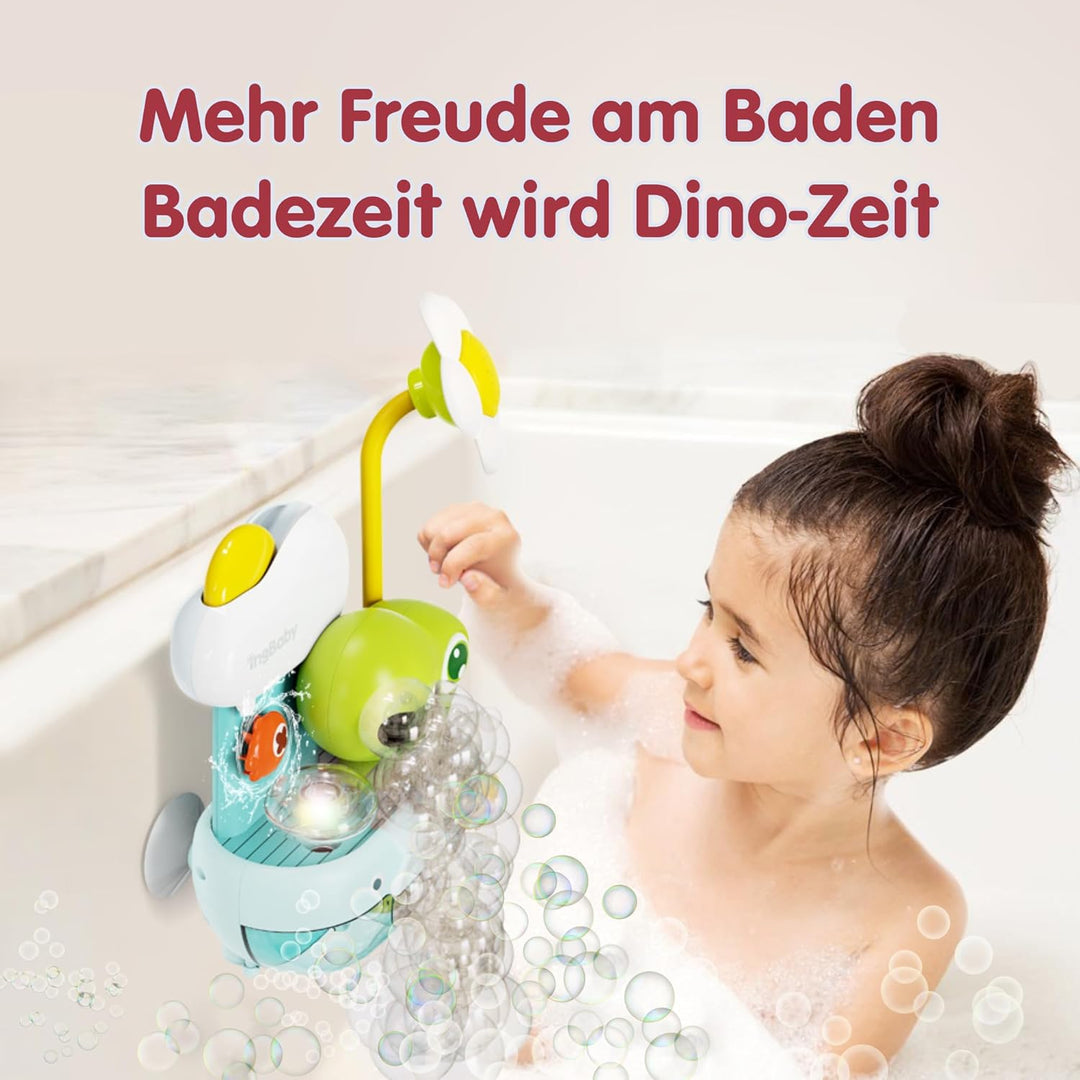 Schaum-Dinosaurier mit Babydusche, Badespielzeug mit Seifenblasen, Badewannenspielzeug, Baby-Wassers