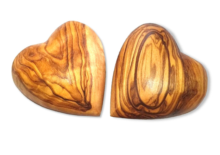 Stilux 2er-Set Herz Handschmeichler aus sehr schön gemasertem Olivenholz 7 cm | Glücksbringer Deko H