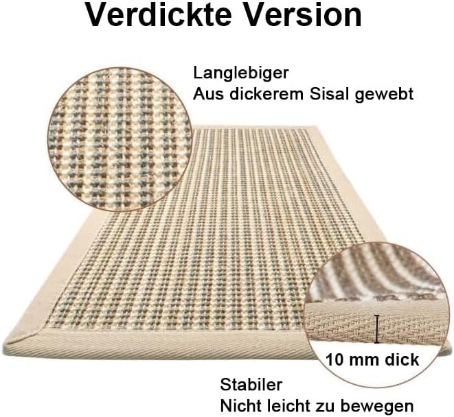 FUKUMARU Kratzmatte Katze, natürliche Katzenkratzbretter Sisal Kratzteppich,widerstandsfähig Katzenm