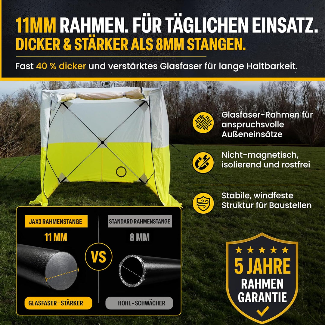 JAX3 Professionelles Arbeitszelt, Pop-Up, UV50+, 1,8 x 1,8 x 2,5 m, sofortiger schneller und einfach