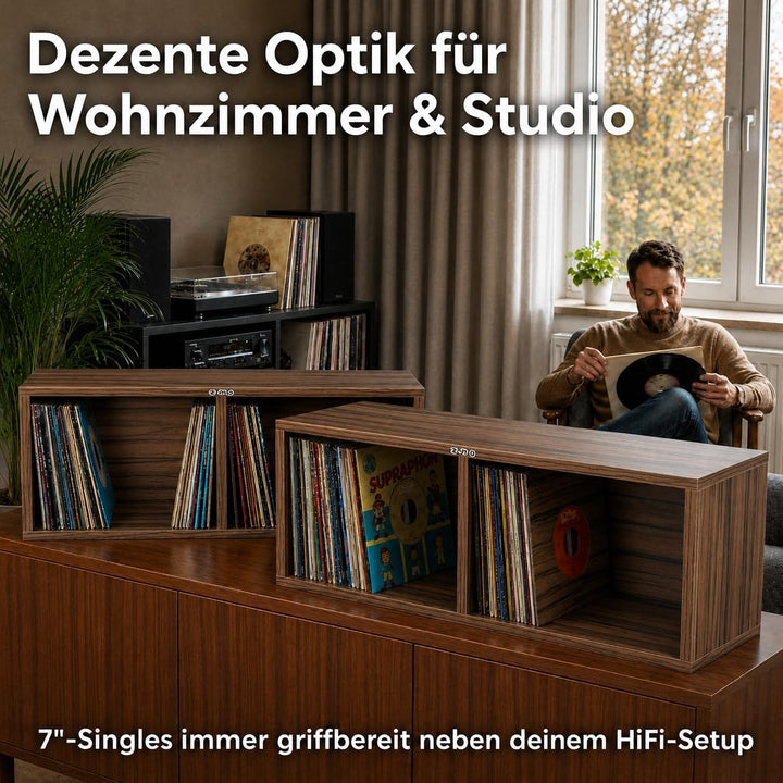 Zomo VS-Box 7/200 Vinyl Aufbewahrung für 200–240 Singles - 7 Zoll - 705 x 200 x 230 mm - Zebrano - M