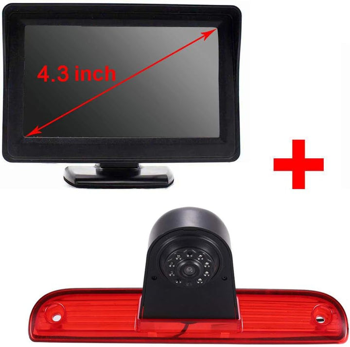 Bremsleuchte Rückfahrkamera + 4.3 Zoll TFT LCD Farbdisplay Auto Monitor, IR Nachtsicht Auto Rückfahr