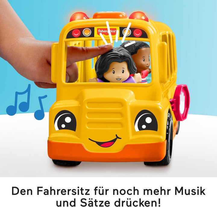 Fisher-Price Little People Spielzeug-Schulbus zum Schieben für Kleinkinder, mit Musik und 2 Figuren