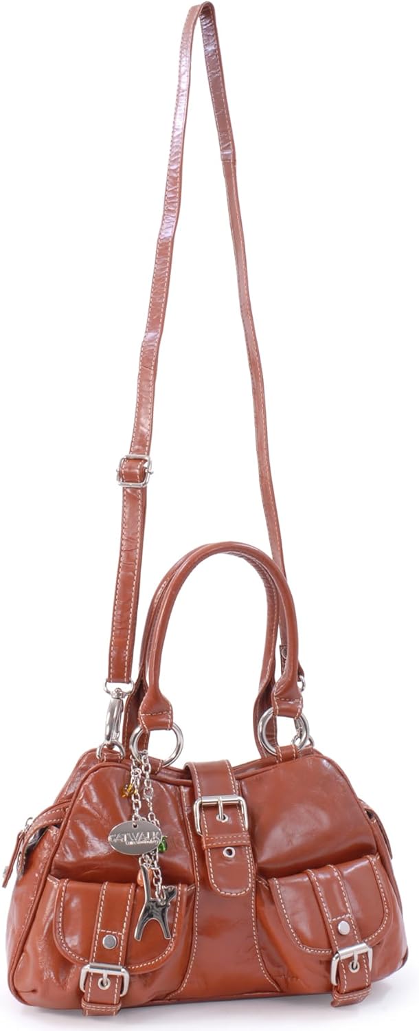 Catwalk Collection Handbags - Leder - Umhängetasche/Henkeltasche - Handtasche mit Schultergurt/Schul