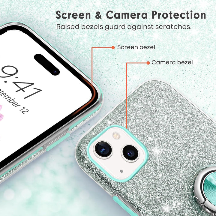 SouliGo iPhone 14 Hülle, iPhone 14 Hülle Glitzer, iPhone 14 Handyhülle Silikon Case Cover mit 360 Gr