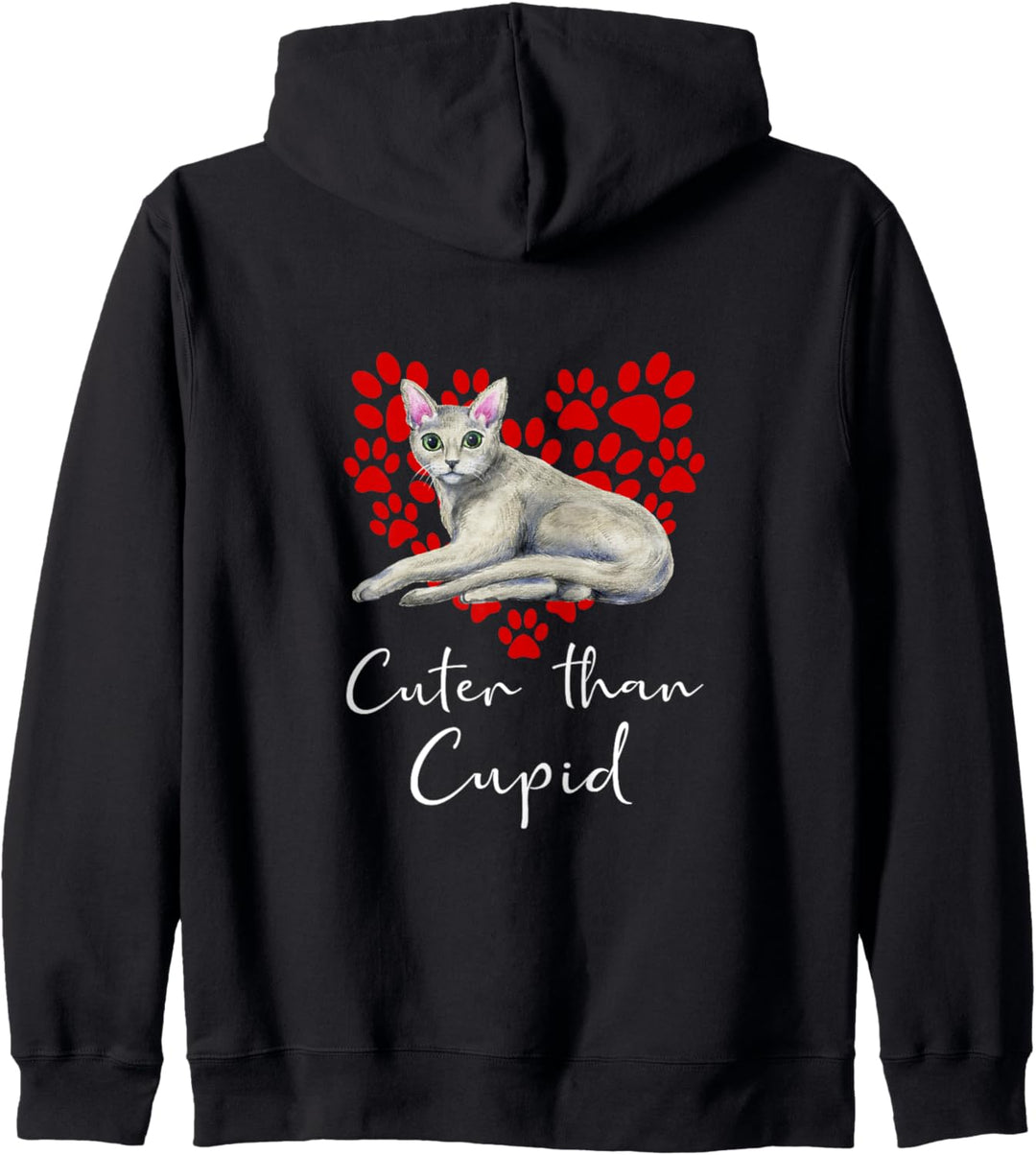 RUSSICH BLAU Cuter Than Cupid Katze Valentinstag Kapuzenjacke