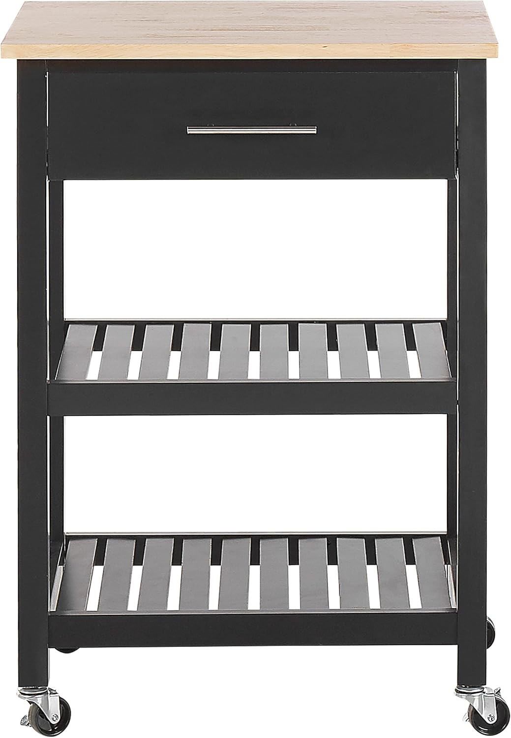 Beliani Multifunktioneller Servierwagen schwarz 2 Fächer 1 Schublade Hiuma