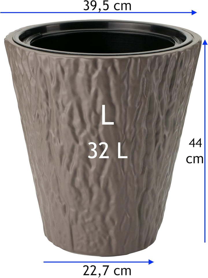 MELTOM Blumenkübel Blumentopf Rund Slim Pflanzkübel mit Herausnehmbaren Einsatz DEKORATIV (Braun, L)