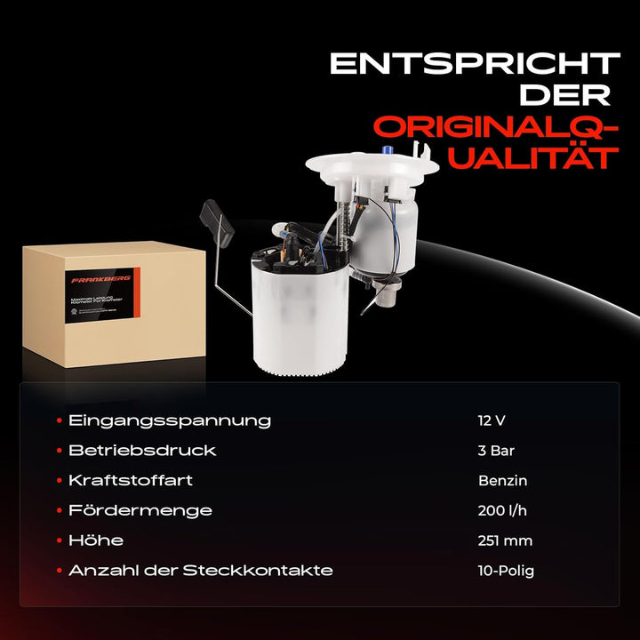 Frankberg Kraftstoffpumpe Benzinpumpe Kraftstoff-Fördereinheit Modul Satz 5+4+3-Polig Kompatibel mit