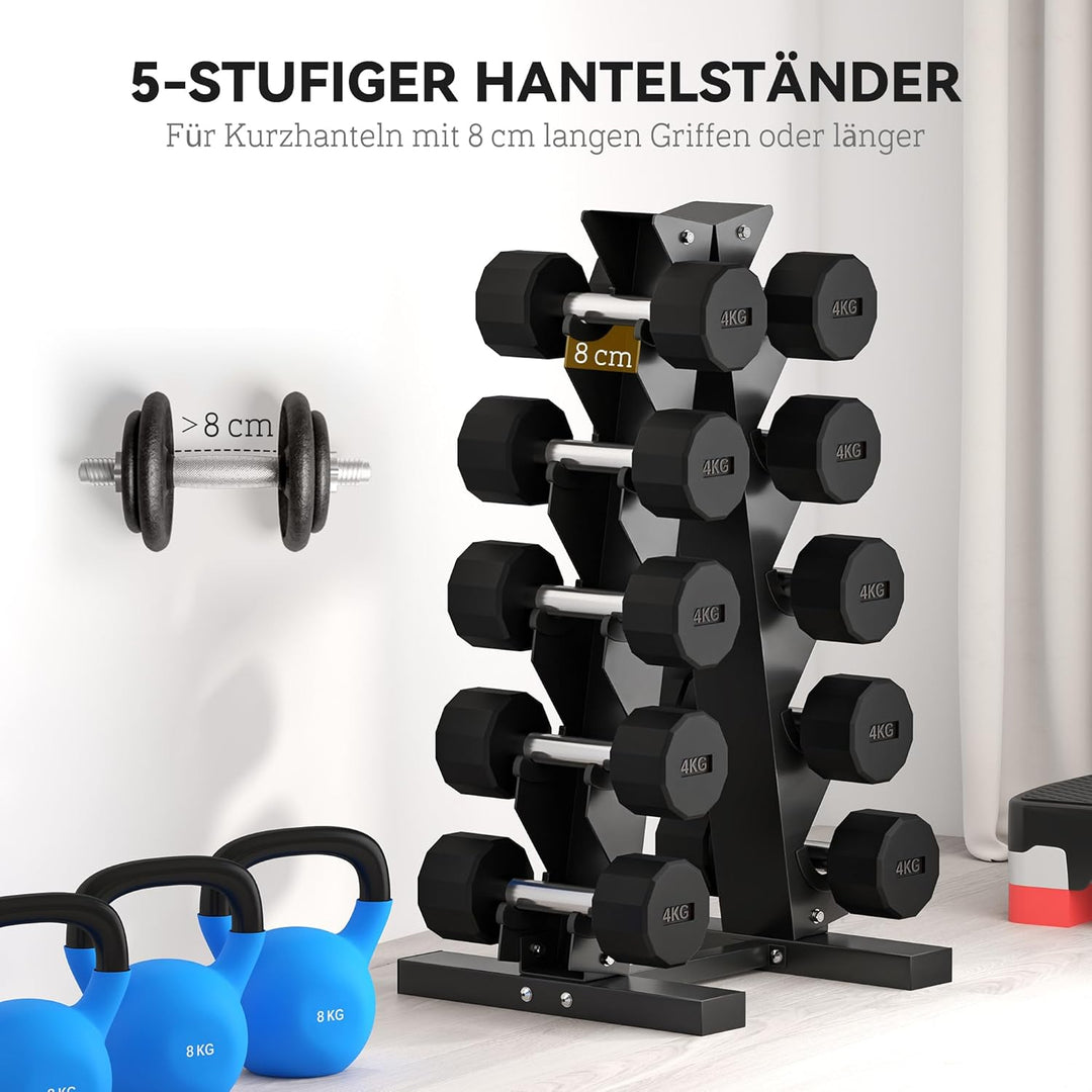 SPORTNOW Hantelständer Hantelablage für 10 Kurzhanteln 5 Ebenen 100 kg | Kurzhantelablage, Hantelbau