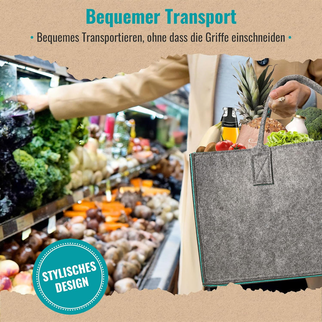 achilles Filzkorb - stylische Filz-Tasche - praktische Einkaufs-Tasche aus Filz - Transport-Box mit