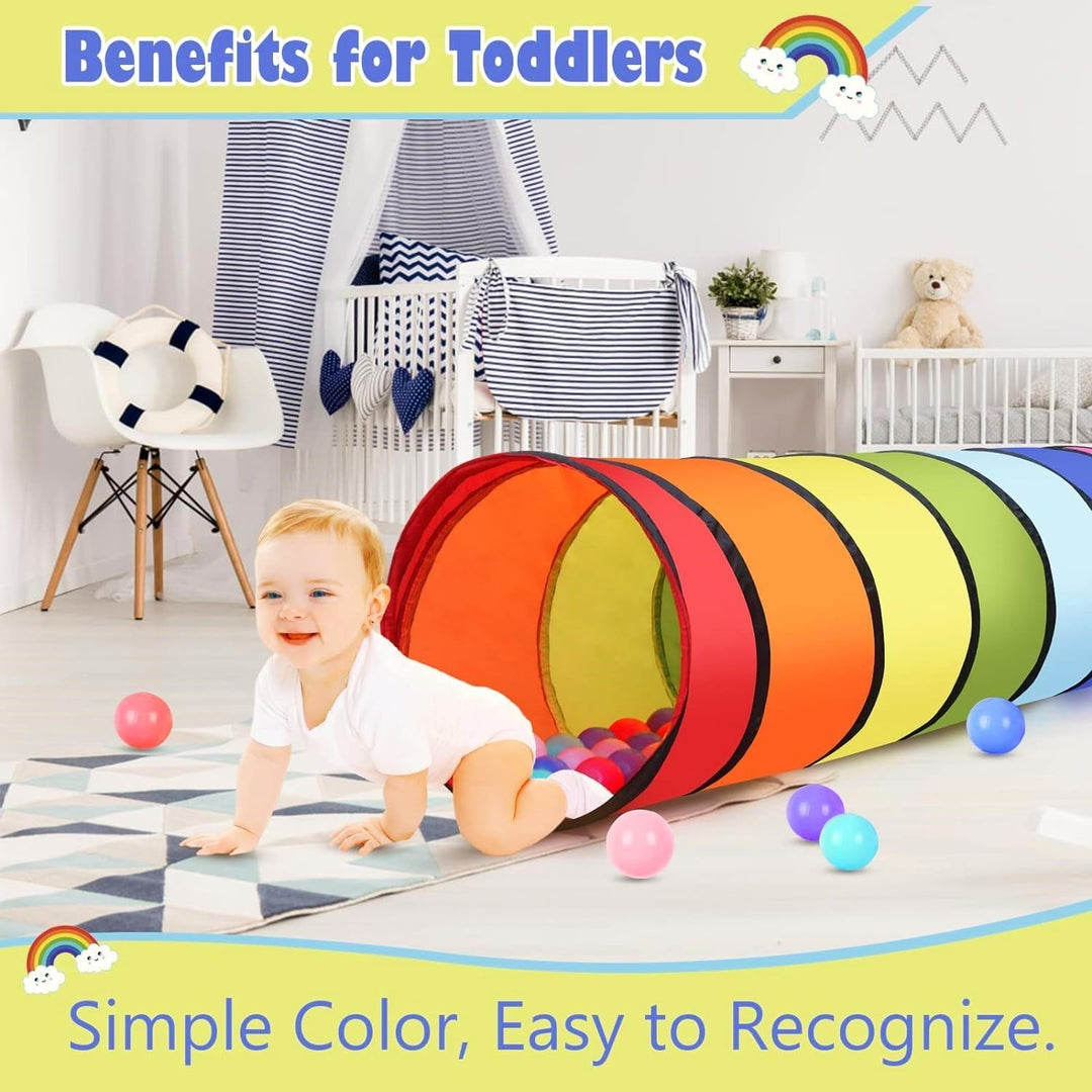 LATERN 180CM Spieltunnelzelt für Kinder, 46CM Runder Öffnung Babytunnel Bunter Pop-Up Kriechtunnel Z