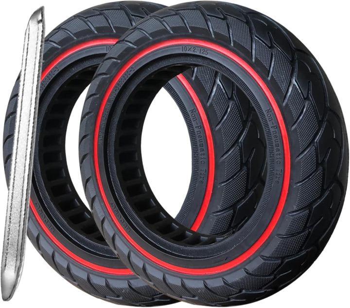 G.V.SHOP® 2pcs Vollgummi-Räder 10X2.125 Zoll für Elektroroller Vivobike S2 Max und S3 Max, Ninebot F