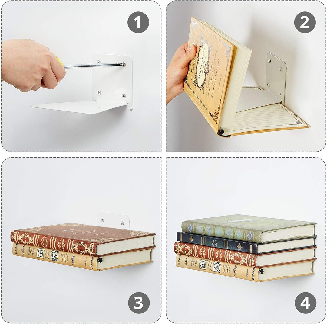 Jetec Schwimmendes Bücherregal, Eisen, schwebende Regale, unsichtbar, Wandmontage, Bücherregal, Mehr