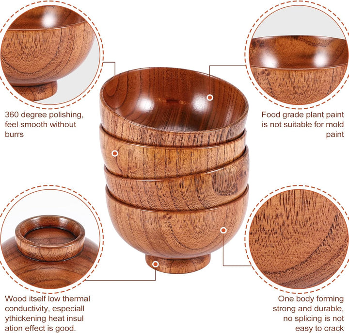 Jujube Holzschale - Japanische Nudelschale, Durchmesser 4,5 x 2-5/8, Ideal für Suppe, Eintauchen & D