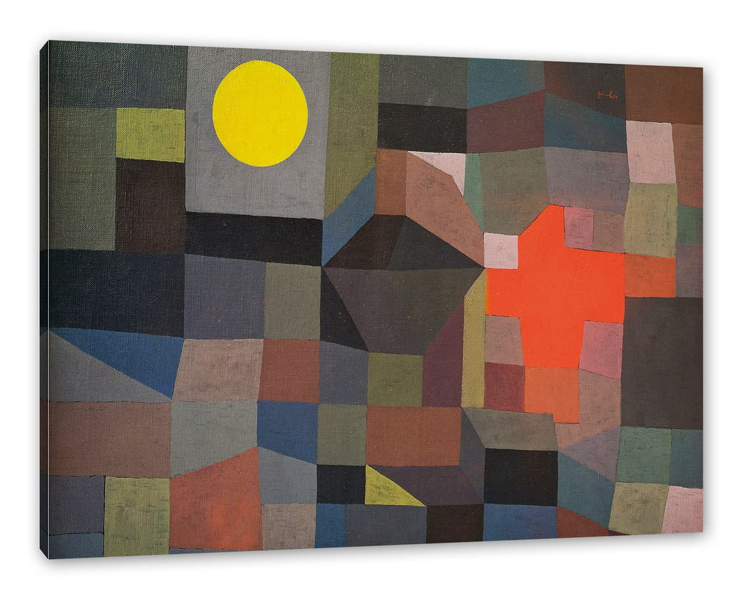 Paul Klee - Feuer bei Vollmond als Leinwandbild / Grösse: 100x70 cm / Wandbild / Kunstdruck / fertig