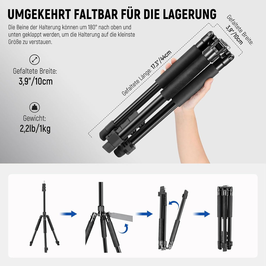 NEEWER Fotografie Licht Stand, 1.5-6.4ft/47-195cm Aluminium Reversible Studio Beleuchtung Stativ, Po