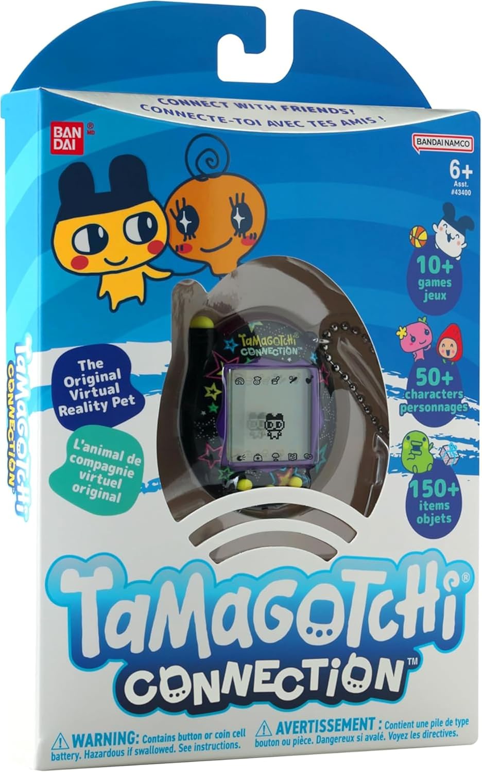 TAMAGOTCHI Bandai Connection Digital Pet Neon Stars Shell, Neon Stars
