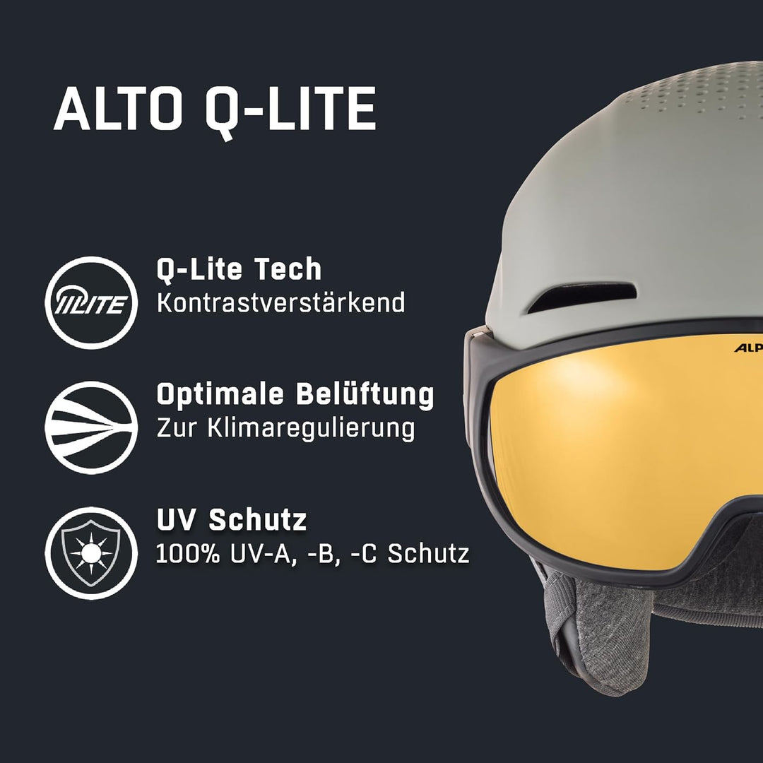ALPINA ALTO Q-LITE - Sicherer, Stossabsorbierender & Individuell Anpassbarer Skihelm Mit Kontrastver