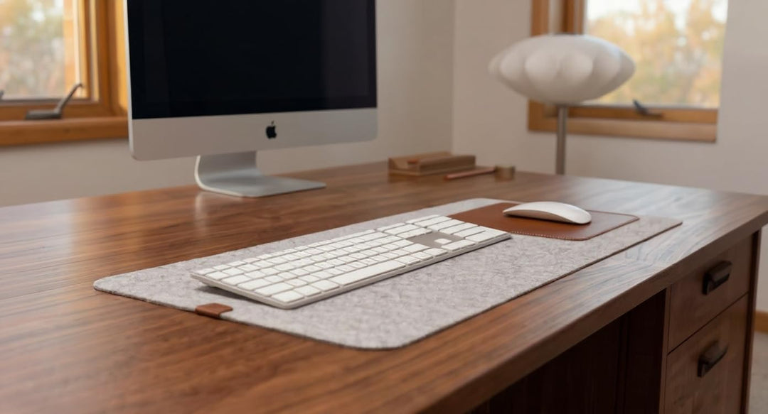 Pack &amp; Smooch Grosse Schreibtischunterlage Mouse Pad Matte -Moira- 74x30cm aus Merino Filz und Natur