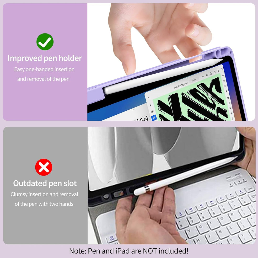 GKABXY Hülle mit Tastatur für iPad A16 11 Generation 2025/10 Generation 2022(11/10.9 Zoll), Soft TPU