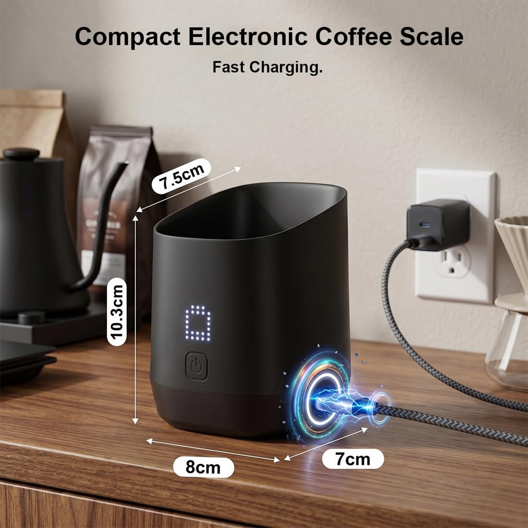 Kaffeewaage, Digital Coffee Scale för Espresso & Pour-Over, Precision Kaffevåg mit LED Display, Digi