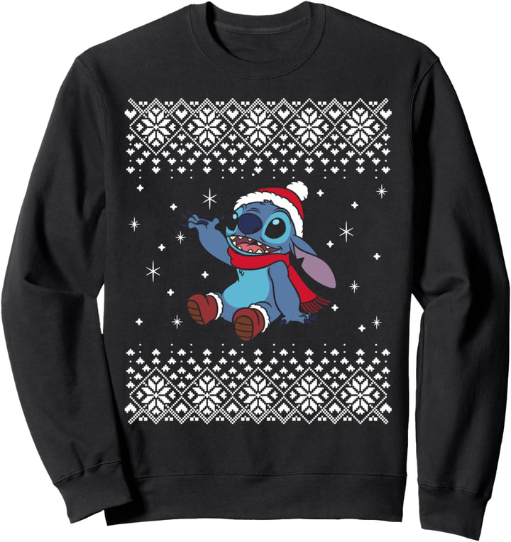 Disney Lilo & Stitch Weihnachten Stitch Snowflake Ugly Print Sweatshirt