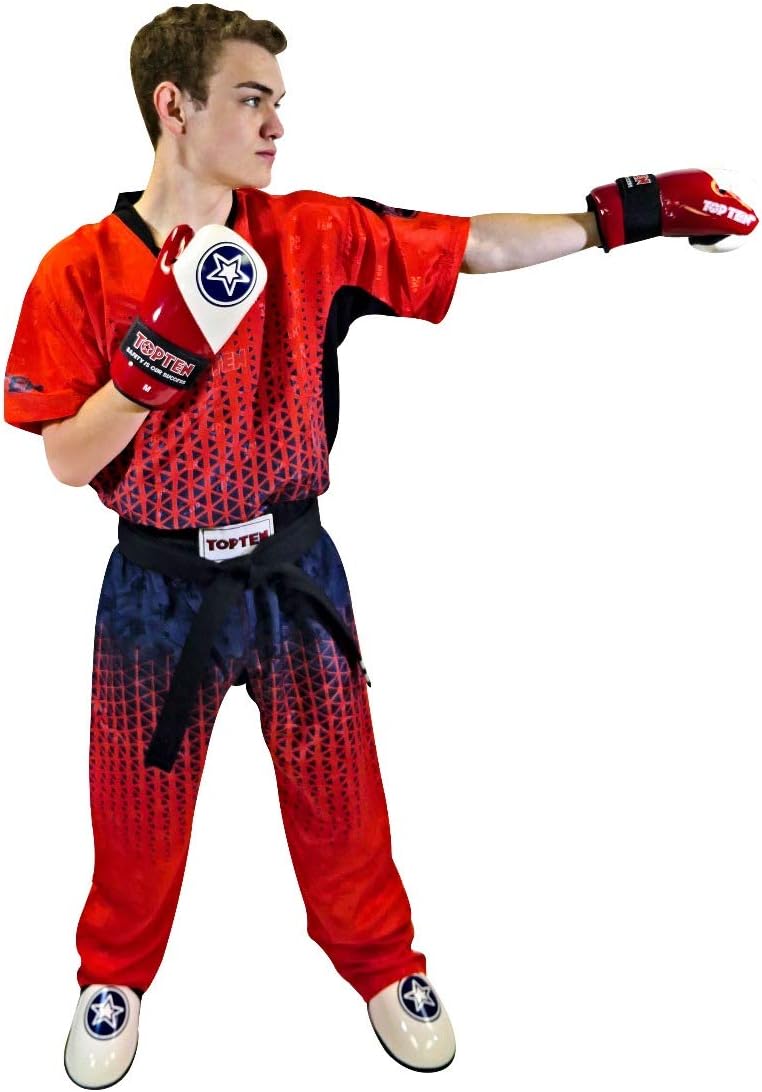 TOP TEN Kickboxuniform „Grafic“ Rot - Schwarz XL, Rot - Schwarz XL