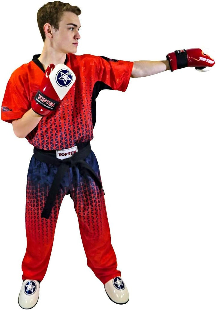 TOP TEN Kickboxuniform „Grafic“ Rot - Schwarz 130, Rot - Schwarz 130