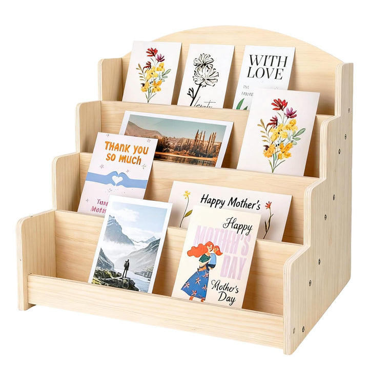 GAESHOW Kartenständer, Postkartenständer, Holz kartenaufsteller Postkartenhalter, 4 Etagen Postkarte