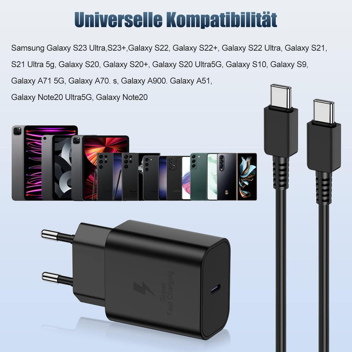 45W USB C Ladegerät Samsung S23 Ultra, 2M Samsung Ladekabel mit Typ C Schnellladegerät, Original Fas