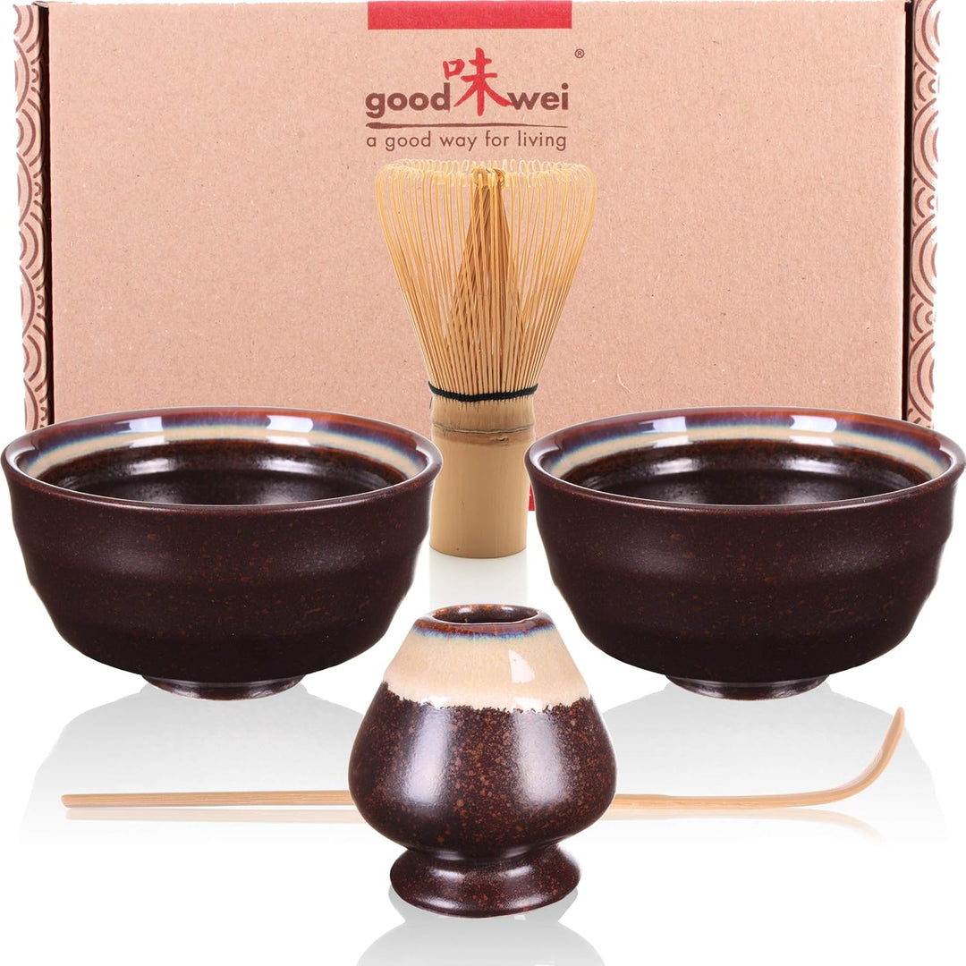Goodwei Matcha-Set Duo mit zwei Schalen und Besenhalter (Kumo), Kumo