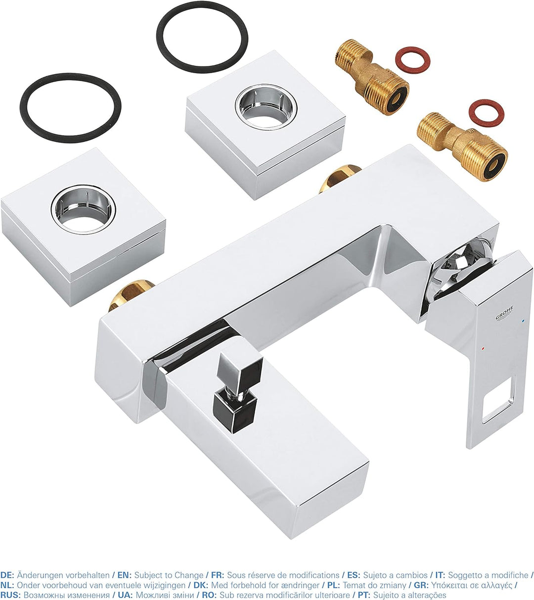 GROHE Eurocube - Einhand- Wannenbatterie (verdeckte S-Anschlüsse, Auslauf mit Mousseur, variable Men