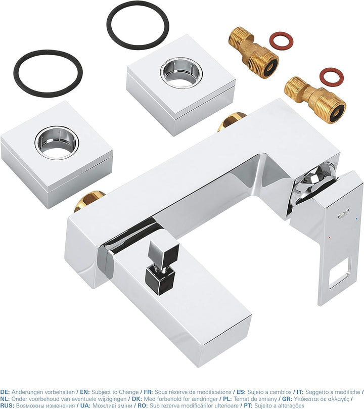 GROHE Eurocube - Einhand- Wannenbatterie (verdeckte S-Anschlüsse, Auslauf mit Mousseur, variable Men