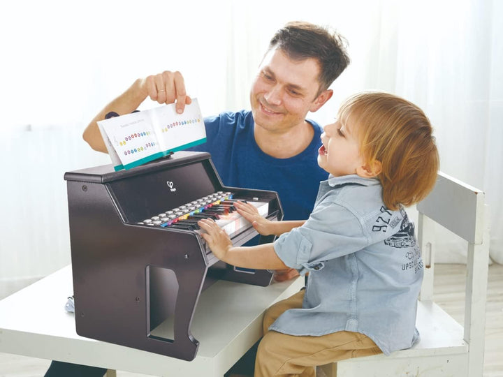 Hape elektrisches Leuchttasten-Piano mit 25 Tasten, schwarz mit 6 Rhythmen und 8 Melodien, ab 3 Jahr